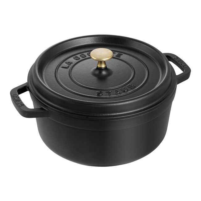 Cocotte 24 cm, Rond(e), Noir mat, Fonte